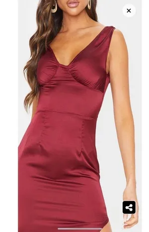 Pretty Little Thing Satin Split Slit Maxi Dress thumbnail 5