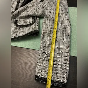 Bergamo Studio Tweed Blazer Jacket Black White Sequin Trim Size 6 thumbnail 12