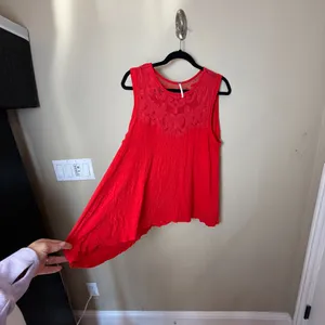 Free People Meant to Be Embroidered Swing Tank Top Red Coral Size Large thumbnail 6
