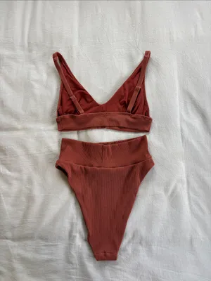 Aerie Ribbed Rust Bikini set thumbnail 6