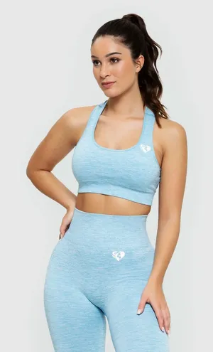Women’s Best Move Seamless Sports Bra Blue Marl Size Medium thumbnail 1