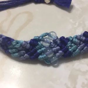 Free People Blue Woven Shell Bracelet thumbnail 9