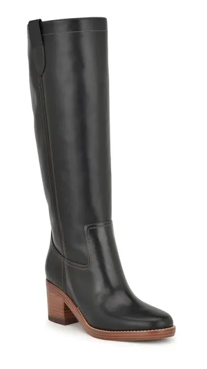 Nine West Hecee Block Heel Tailored Leather Boots in Black, Size 8, NEW $229 thumbnail 1