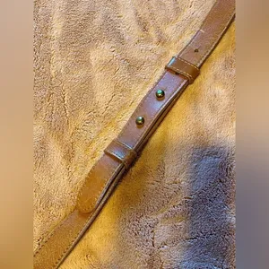 Vintage 1980s Perry Ellis Cognac Leather Shoulder Bag w/ Mini Strap/Belt thumbnail 4