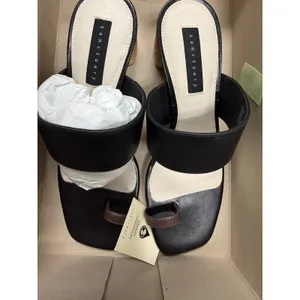 Sanctuary SA-BOLD Black/Mocha Toe-Loop Woven Block‎ Heel Sandals Size 8.5M NIB thumbnail 4