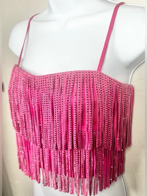 Nylon Apparel Pink Fringe Crop Top Size Medium thumbnail 5
