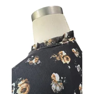 Philosophy Black Floral Chiffon Shift Dress Sz Small Tie Keyhole Flutter Sleeve thumbnail 9