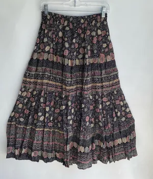 Vintage 90s Casual Corner mixed print boho granola witchy skirt matching set M thumbnail 1