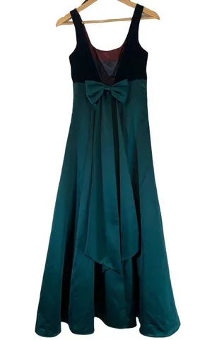 Vintage 1980s Regency Formal Gown Maxi Dress Size 3/4 Ombre teal and burgundy thumbnail 2