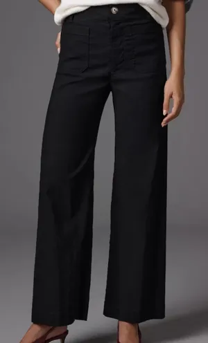 Anthropologie Maeve 25 Colette Full Length Wide Leg Pants Black Relaxed Office thumbnail 1