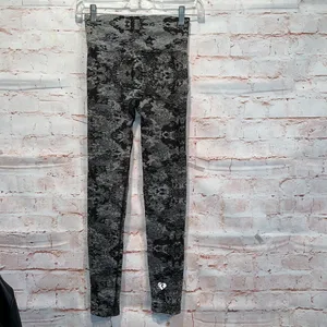 Womens best black camo leggings jacquard tights full length elastic waist thumbnail 6