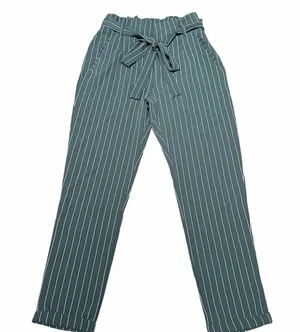Bebe Pinstriped Paper Bag Waist Cropped Pants thumbnail 1