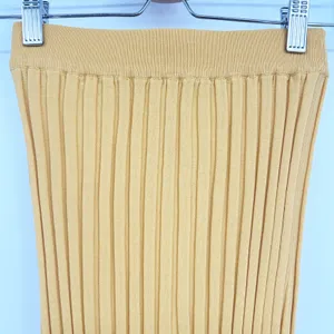 MESHKI Womens Bodycon High Waist Fitted Ribbed Knit Midi Skirt Size XS Yellow thumbnail 4