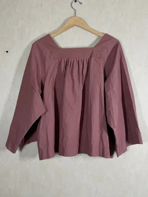 Madewell Women’s Square Neck Peasant Top Oversized Boho in Antique Plum XL thumbnail 4