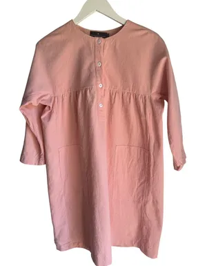 Pomander Place Pink Linen Cotton Tunic Dress Medium Coastal Resort Pockets thumbnail 1