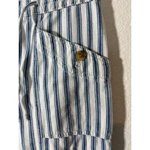 American Eagle Outfitters Women's Size 4 Blue White Striped Pants Tapered Crop thumbnail 3