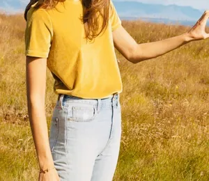 Madewell Velvet Short Sleeve Top | Size XS (mustard color) thumbnail 8