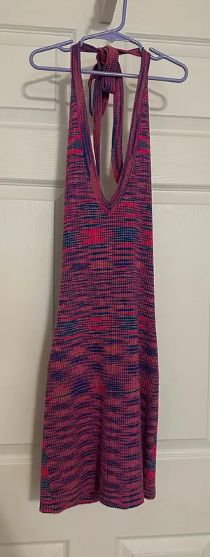 Mini Tie Neck Open Back Dress Multiple Size M thumbnail 1