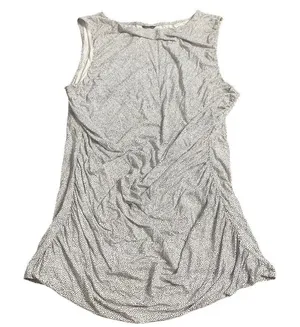 Ann Taylor Womens Black White Polka Dot Ruched Tank Top Tunic XL Sleeveless thumbnail 1