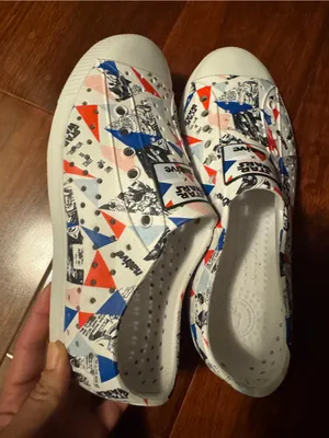 Star Wars Graphic Slip-On Sneakers in White, Blue & Red thumbnail 1