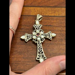 925 sterling silver cross very large amazing 925 sterling silver thumbnail 2