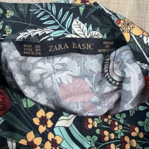 Zara Basic NWT XS‎ Floral Mini Dress Mock Neck Bell Sleeve Back Zip Viscose thumbnail 6
