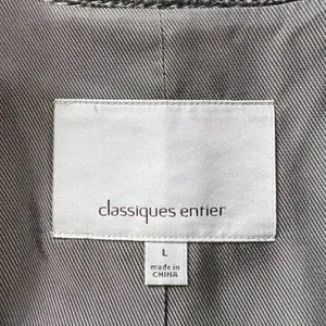 Classiques Entier Womens Wool Blend Belted Double Breasted Stripe Trench Coat‎ L thumbnail 4