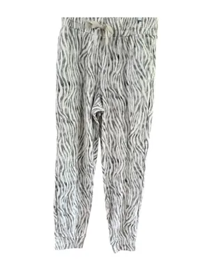 Neutral Zebra-Print Drawstring Joggers - Women thumbnail 9