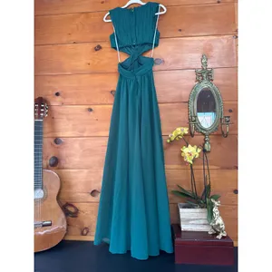 NWT Lulus Vivid Imagination Emerald Green Cutout Maxi Dress Wedding Medium thumbnail 5