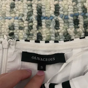 Olivaceous stripped strapless dress thumbnail 3