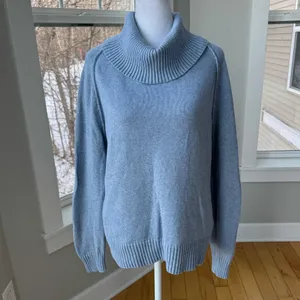 Jeanne Pierre Light Blue Cowl Neck Cotton Sweater Size Medium thumbnail 8