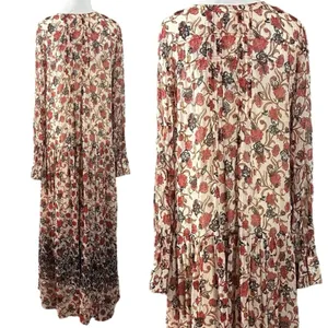 Free People Bohemian Billowy Floral See It Through Maxi Dress Tea Combo Large thumbnail 10