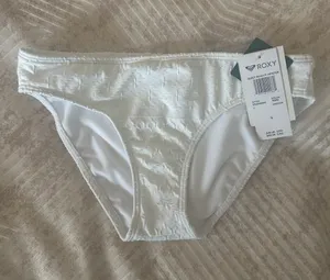 Roxy Girls White Textured Bikini Bottoms thumbnail 1