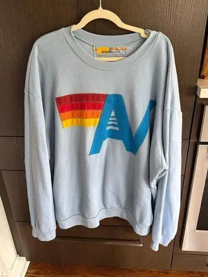 Aviator Nation LOGO STITCH CREW SWEATSHIRT RELAXED ICE women's XL thumbnail 1