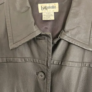 Vintage Bagatelle Leather Jacket Women's Button Front Minimalist 90s Black Sz L‎ thumbnail 5