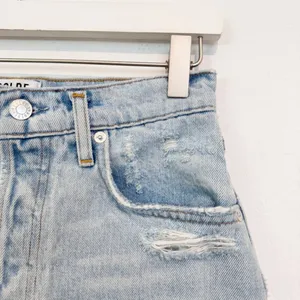 Denim Quinn High Rise Distressed Fray Hem Jean Mini Skirt thumbnail 4
