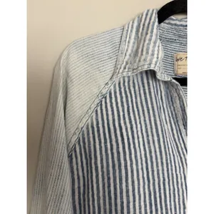 Free People We The Free Indigo Skies Blue Stripe Shirt Women's Size Small thumbnail 7