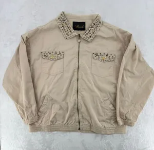 Vintage 90s Beaded Jacket 90s Rhinestones Studs Stars Zip Front Size XL-XXL thumbnail 1