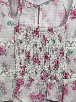 Altar’d State Tank Top XL Pink Floral Lace Peplum Fairycore Cottagecore NWOT thumbnail 11