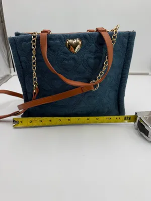 Vintage Luv Betsey Betsey Johnson Denim Heart Tote Crossbody Bag Blue Brown thumbnail 7