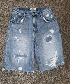 Free People We The Free Twenty-Seven Distressed Denim Jorts Shorts Size 27 thumbnail 1