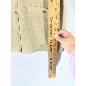VTG LISA originals Sparkle Knit Cardigan Women S‎ Gold Button Front Long Sleeve thumbnail 3