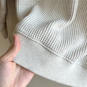 aerie Waffle Knit Long Sleeve Lounge Tee, Beige, Size Medium thumbnail 6