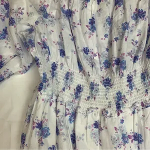 Love Shack fancy women's small white floral maxi dress tiered target purple doen thumbnail 5