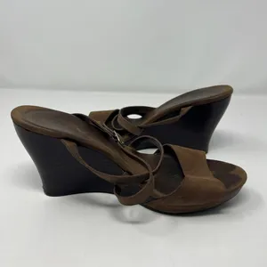 UGG Strappy Brown Leather Women's Wedge Sandals Size 9 Open Toe Ankle Strap thumbnail 7
