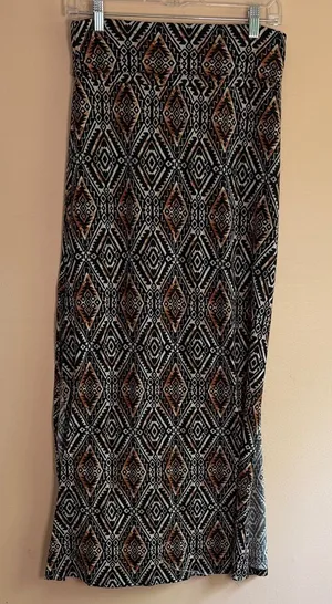 Women’s Printed Maxi Skirt in Black and Brown thumbnail 1