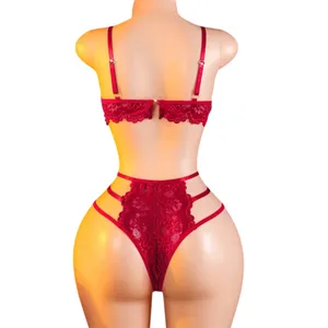 Body Lingerie Red Floral Lace Sexy Cut-Out Strappy Size M thumbnail 2