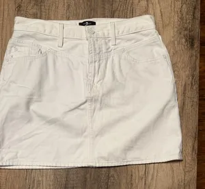 7 For All Mankind White Denim Mini Skirt Size 28 thumbnail 1