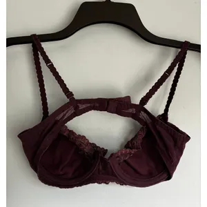 Vintage (01) Victoria's Secret Bra Lined Lace Plum 36A thumbnail 7
