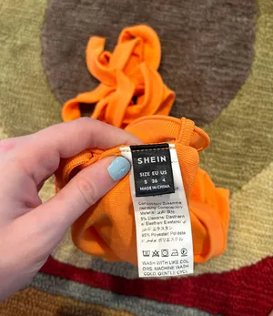 SheIn Like-New Y2K Orange Ribbed Hankercheif Open Back Tie Crop Tank Top Small thumbnail 3